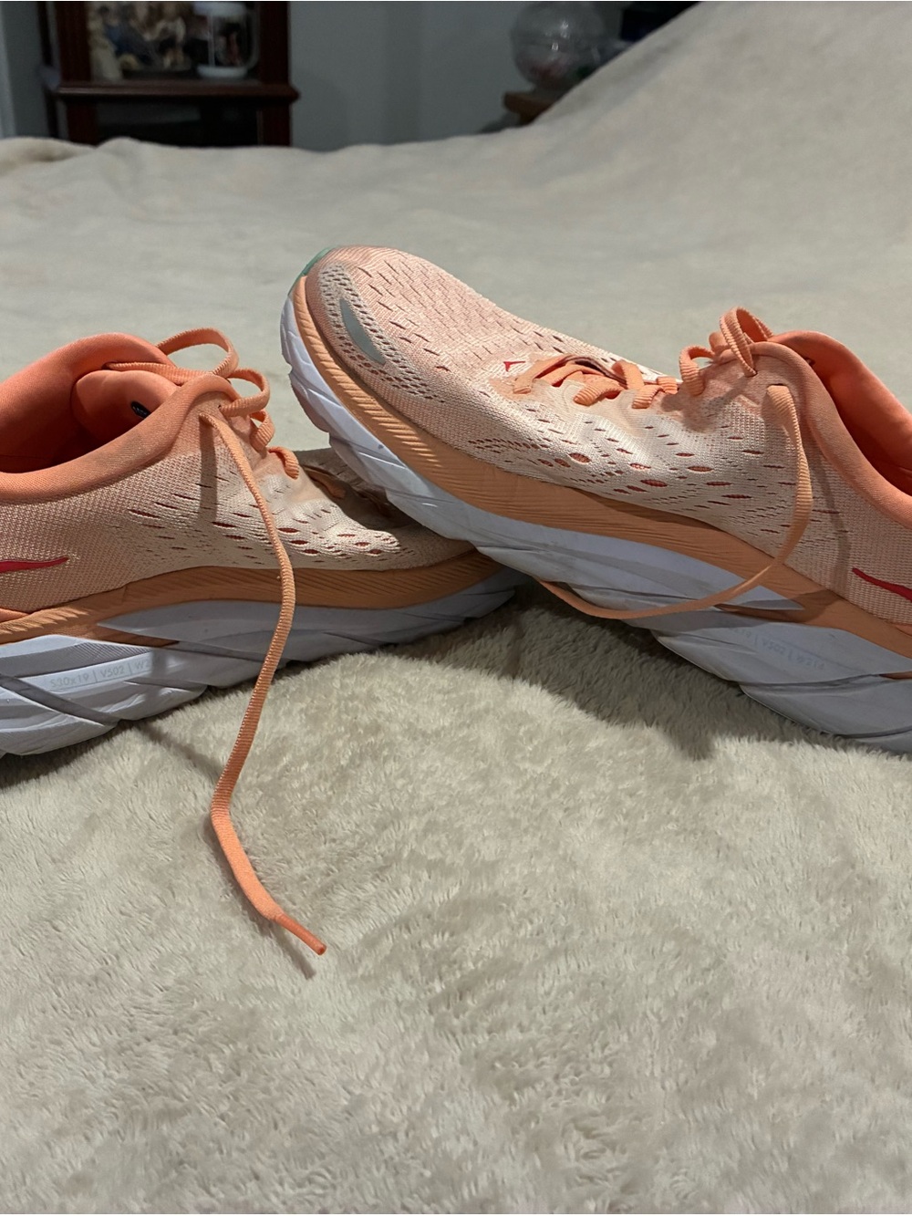 Hoka Women's Peach and White Running Sneakers